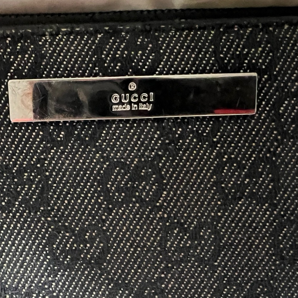 Authentic GUCCI Gucci Black GG Denim Canvas Round Zippy Long Wallet - Picture 10 of 11